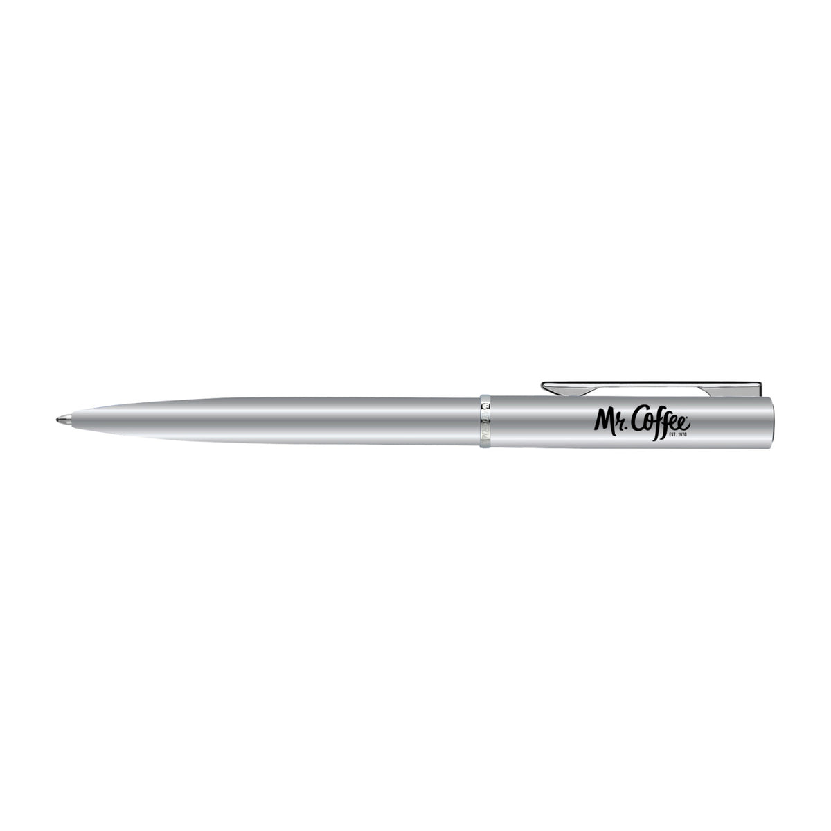 Waterman Allure Ballpoint Pen, Blue Ink Laser Engraving - Chrome - Silver Trim - View 1