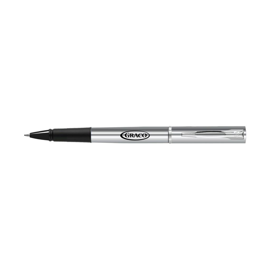 Waterman Allure Rollerball Pen, Black Ink Laser Engraving - Chrome - Silver Trim - View 2