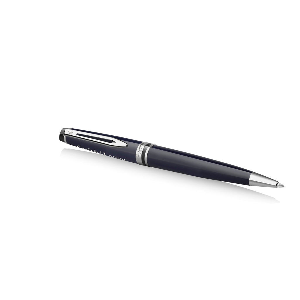 Waterman Expert Ballpoint Pen in a Luxury Gift Box Laser Engraving - Blue - Chrome Trim - View 3