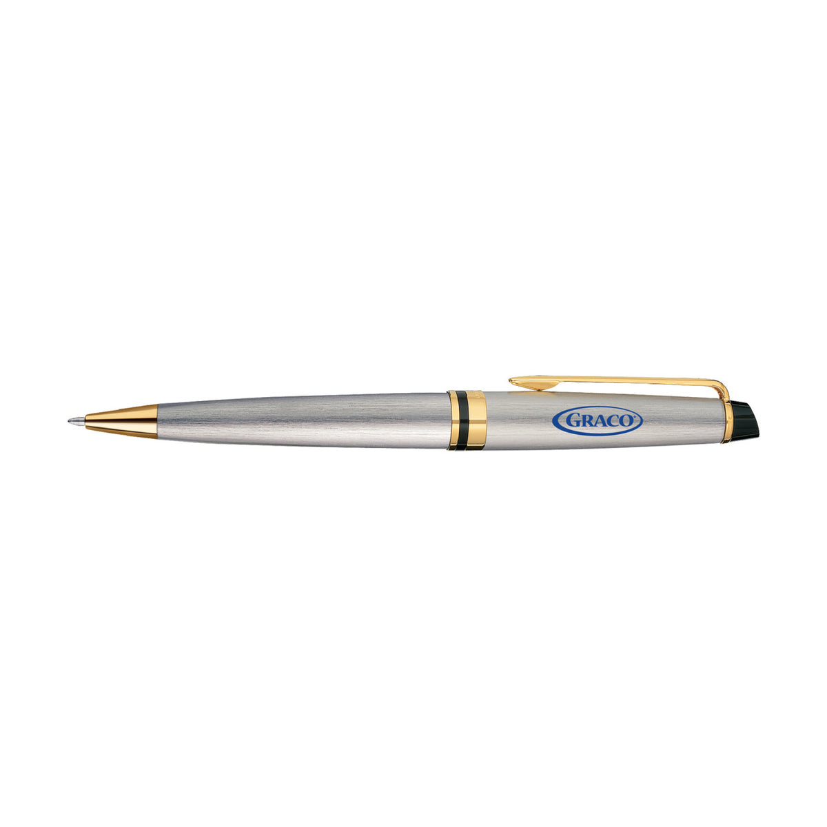 Waterman Expert Ballpoint Pen in a Luxury Gift Box Laser Engraving - Stainless Steel - Gold Trim - View 1