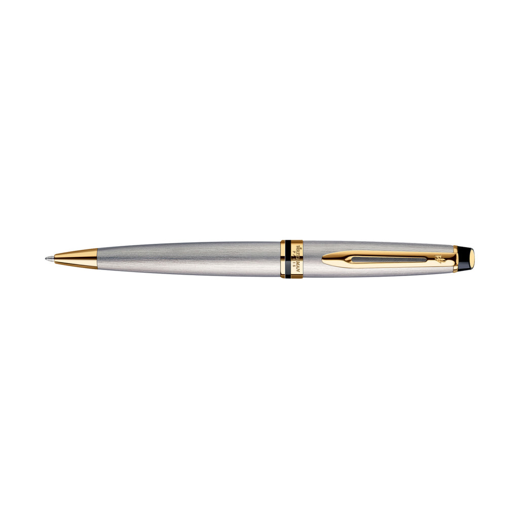 Waterman Expert Ballpoint Pen in a Luxury Gift Box Laser Engraving - Stainless Steel - Gold Trim - View 4