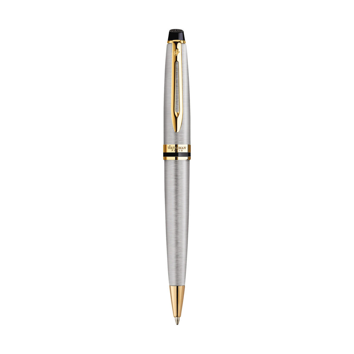 Waterman Expert Ballpoint Pen in a Luxury Gift Box - Stainless Steel - Gold Trim - View 2