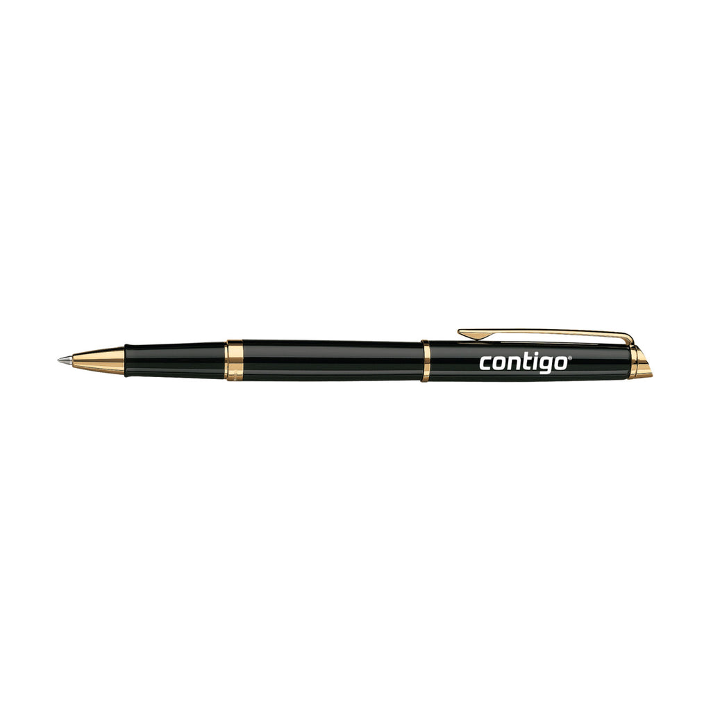 Waterman Hemisphere Rollerball Pen, Black Ink Laser Engraving - Black - Gold Trim - View 1