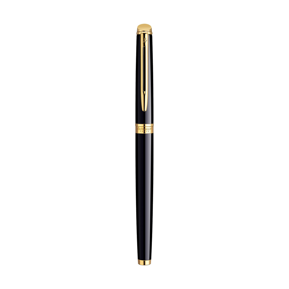 Waterman Hemisphere Rollerball Pen, Black Ink Laser Engraving - Black - Gold Trim - View 2