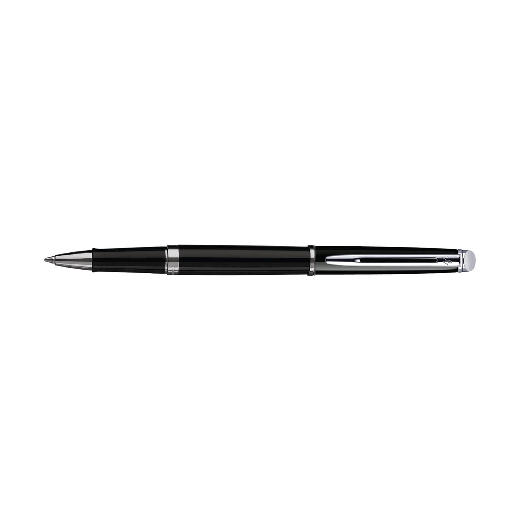 Waterman Hemisphere Rollerball Pen, Black Ink Laser Engraving - Black - Silver Trim - View 2