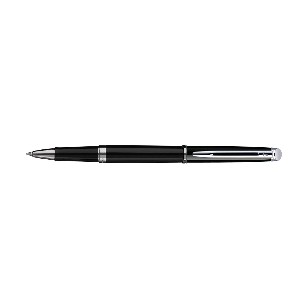 Waterman Hemisphere Rollerball Pen, Black Ink Laser Engraving - Black - Silver Trim - View 2
