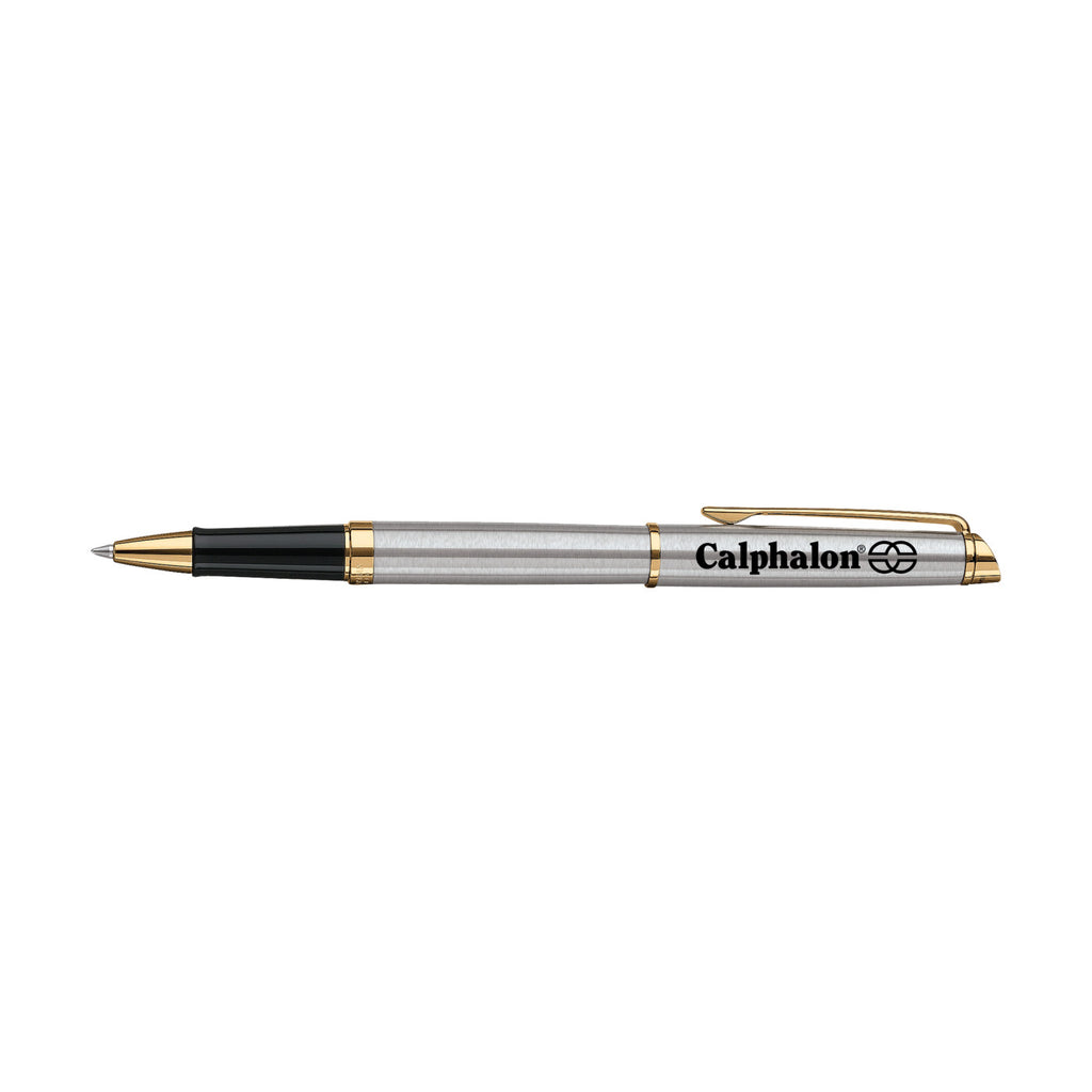 Waterman Hemisphere Rollerball Pen, Black Ink Laser Engraving - Stainless Steel - Gold Trim - View 1