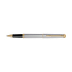 Waterman Hemisphere Rollerball Pen, Black Ink Laser Engraving - Stainless Steel - Gold Trim - View 3