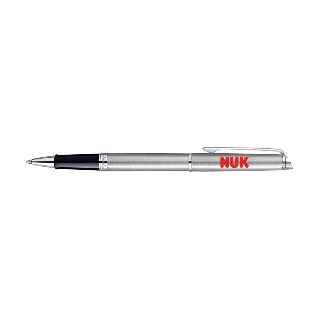 Waterman Hemisphere Rollerball Pen, Black Ink Laser Engraving - Stainless Steel - Silver Trim - View 1