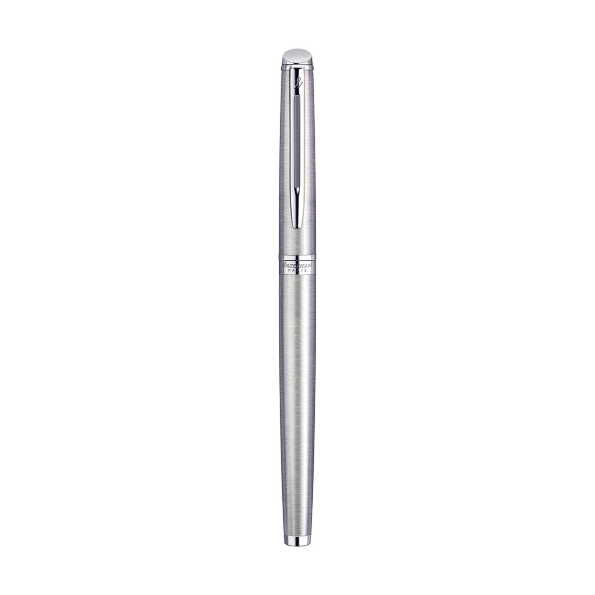 Waterman Hemisphere Rollerball Pen, Black Ink Laser Engraving - Stainless Steel - Silver Trim - View 3