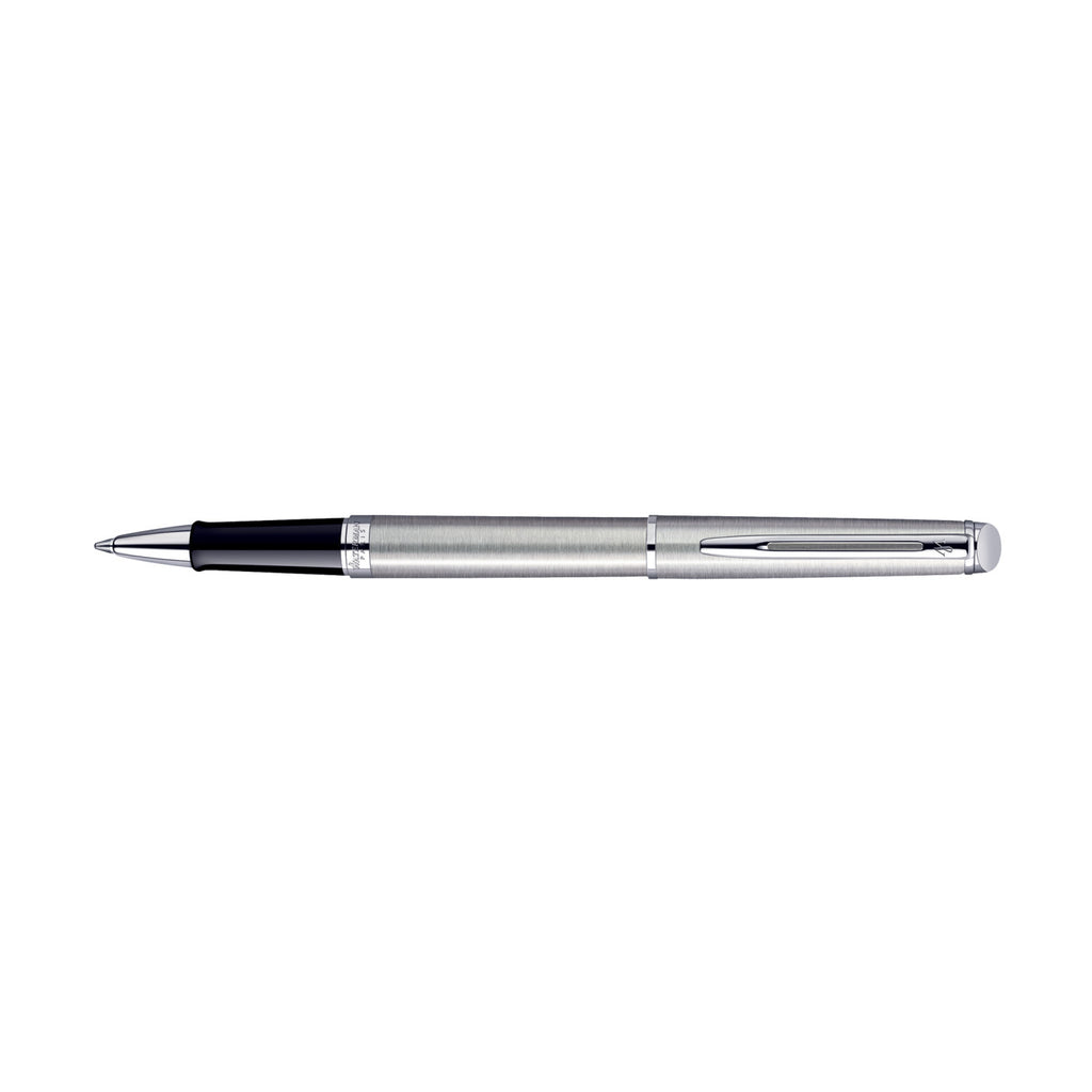 Waterman Hemisphere Rollerball Pen, Black Ink Laser Engraving - Stainless Steel - Silver Trim - View 4