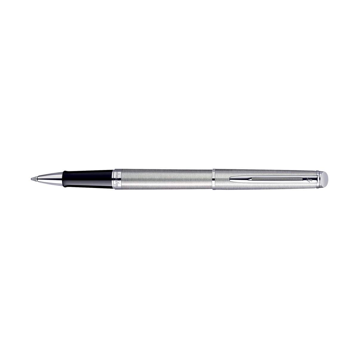 Waterman Hemisphere Rollerball Pen, Black Ink Laser Engraving - Stainless Steel - Silver Trim - View 4