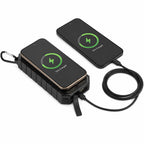 Waterproof Solar Power Bank with 15W Wireless Charging, 10,000 mAh Full Color - Black - Detail