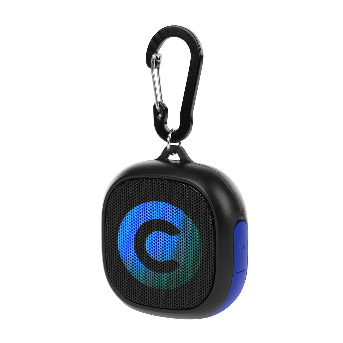 Waterproof Speaker with Carabiner Clip - Black with Blue - Full Color