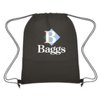 Wave Design Drawstring Bag, Non-Woven - Black - Colorbrite