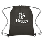 Wave Design Drawstring Bag, Non-Woven - Black - Silk Screen