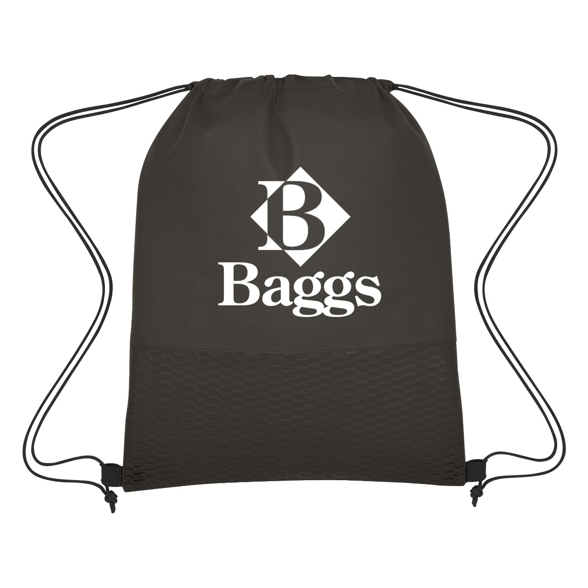 Wave Design Drawstring Bag, Non-Woven - Black - Silk Screen