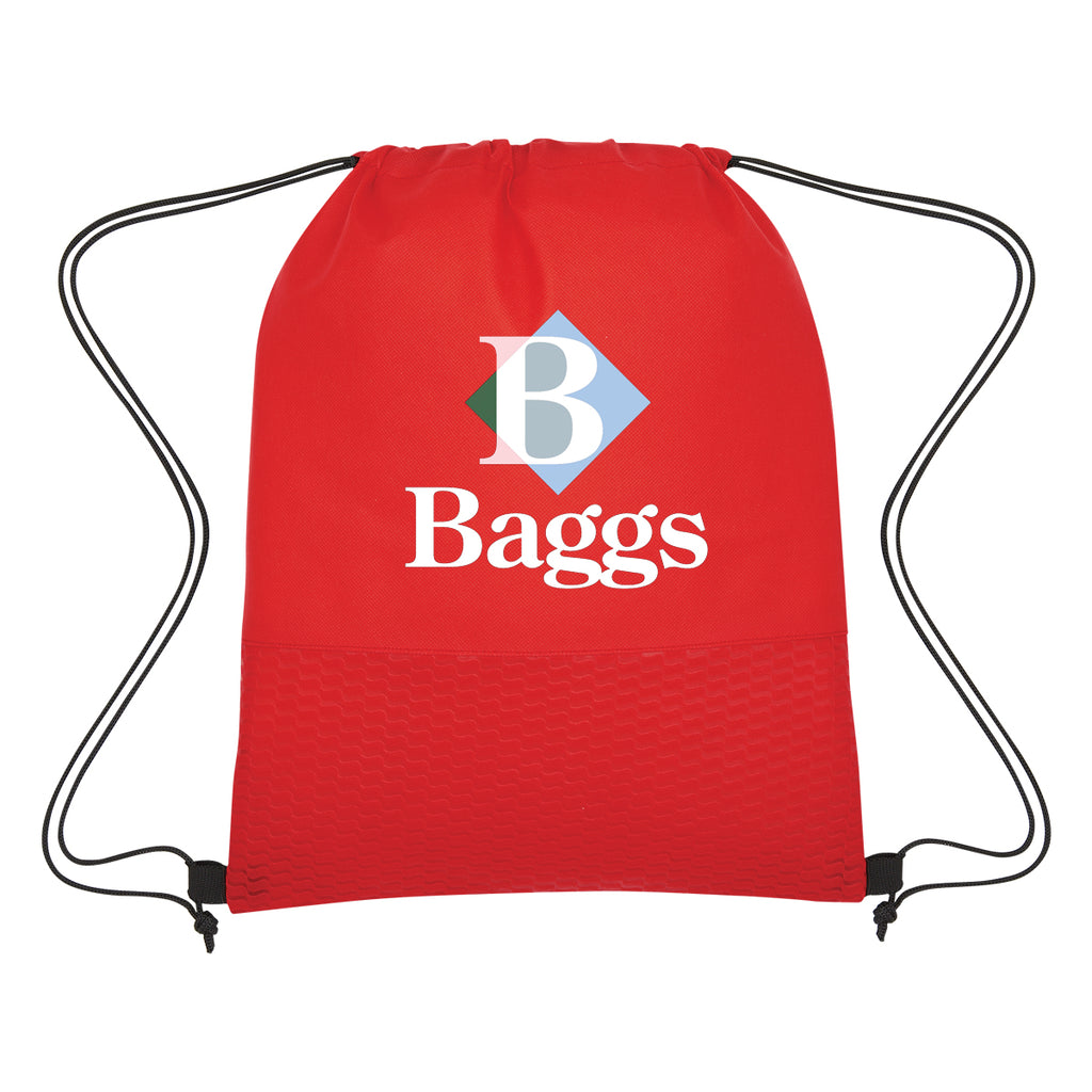 Wave Design Drawstring Bag, Non-Woven - Red - Colorbrite