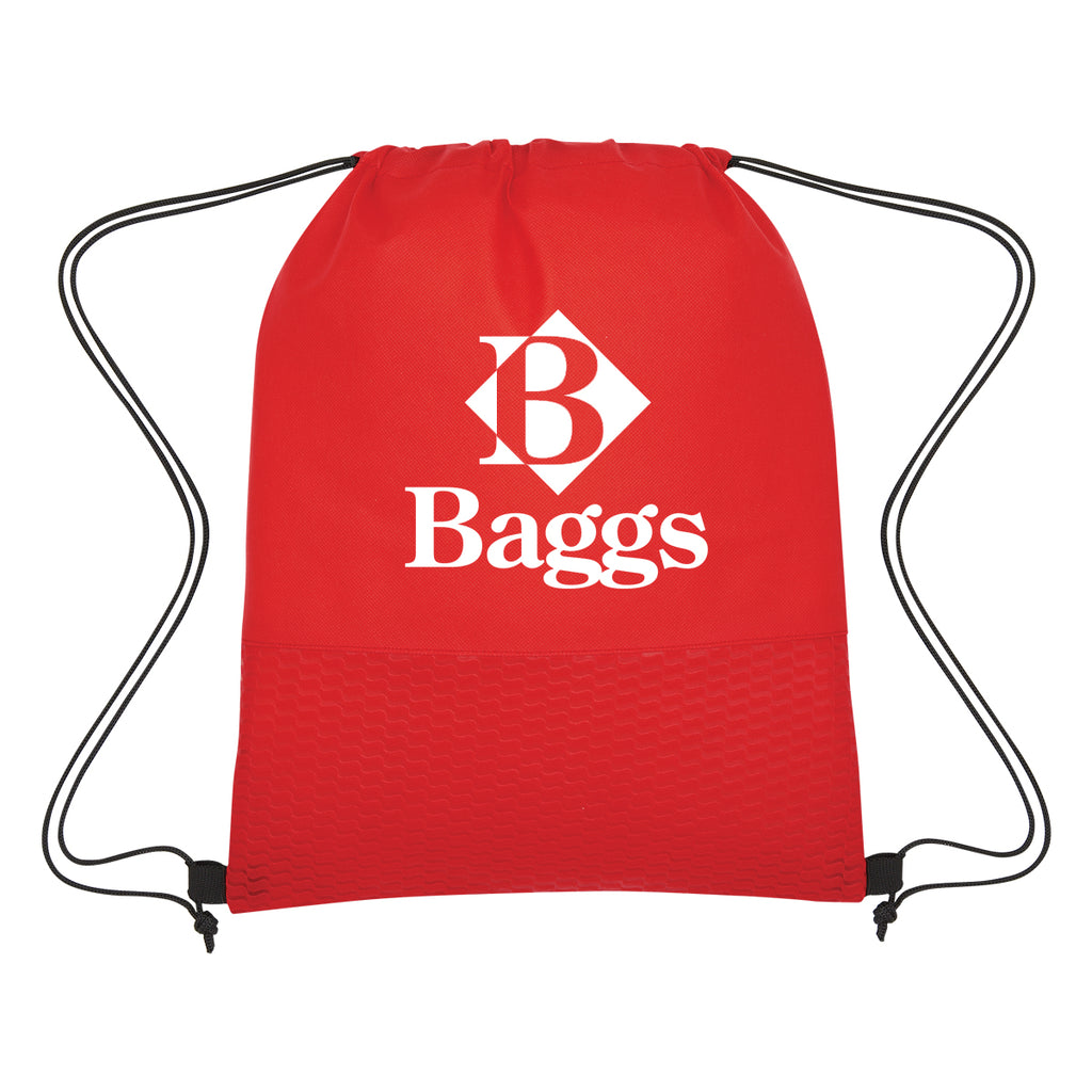 Wave Design Drawstring Bag, Non-Woven - Red - Silk Screen