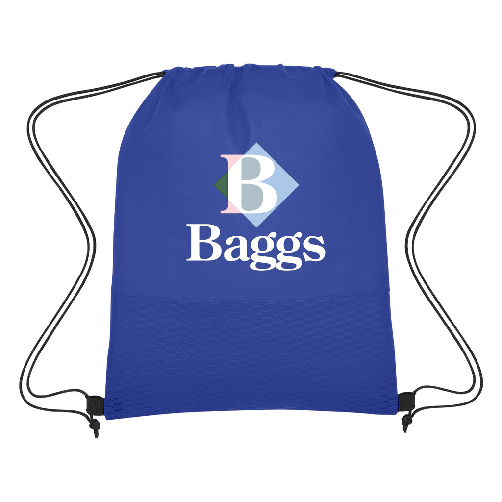 Wave Design Drawstring Bag, Non-Woven - Royal Blue - Colorbrite