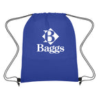 Wave Design Drawstring Bag, Non-Woven - Royal Blue - Silk Screen
