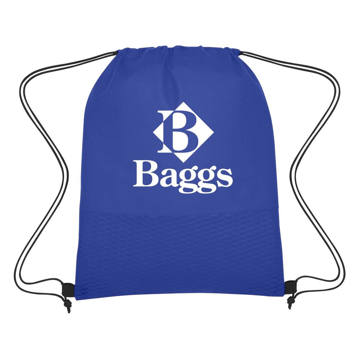 Wave Design Drawstring Bag, Non-Woven - Royal Blue - Silk Screen