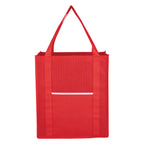 Wave Design Shopper Tote Bag, Non-Woven - Red - Front_Blank