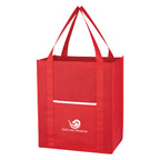Wave Design Shopper Tote Bag, Non-Woven - Red - Silk Screen