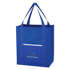 Wave Design Shopper Tote Bag, Non-Woven - Royal Blue - Colorbrite