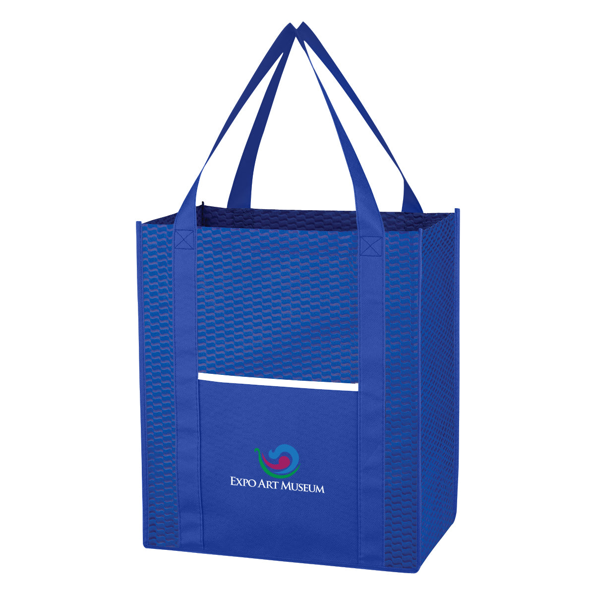 Wave Design Shopper Tote Bag, Non-Woven - Royal Blue - Colorbrite