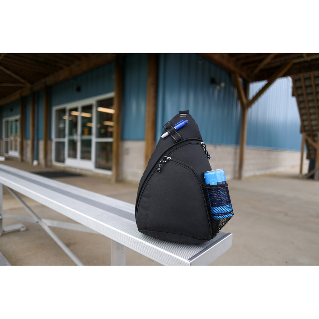 Wave Sling Pack with Two Zip Compartments - Black - View 6