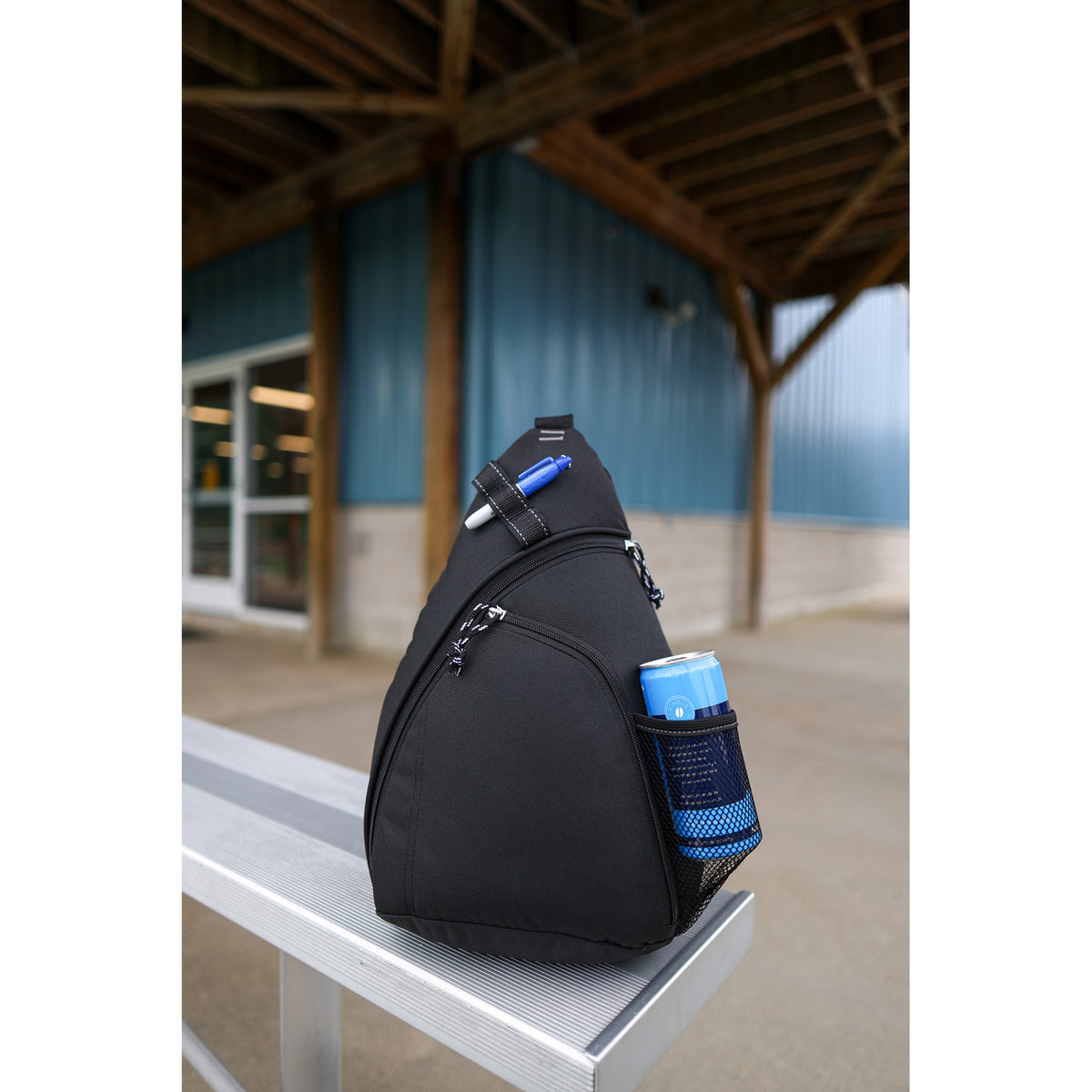 Wave Sling Pack with Two Zip Compartments Embroidery - Black - View 7