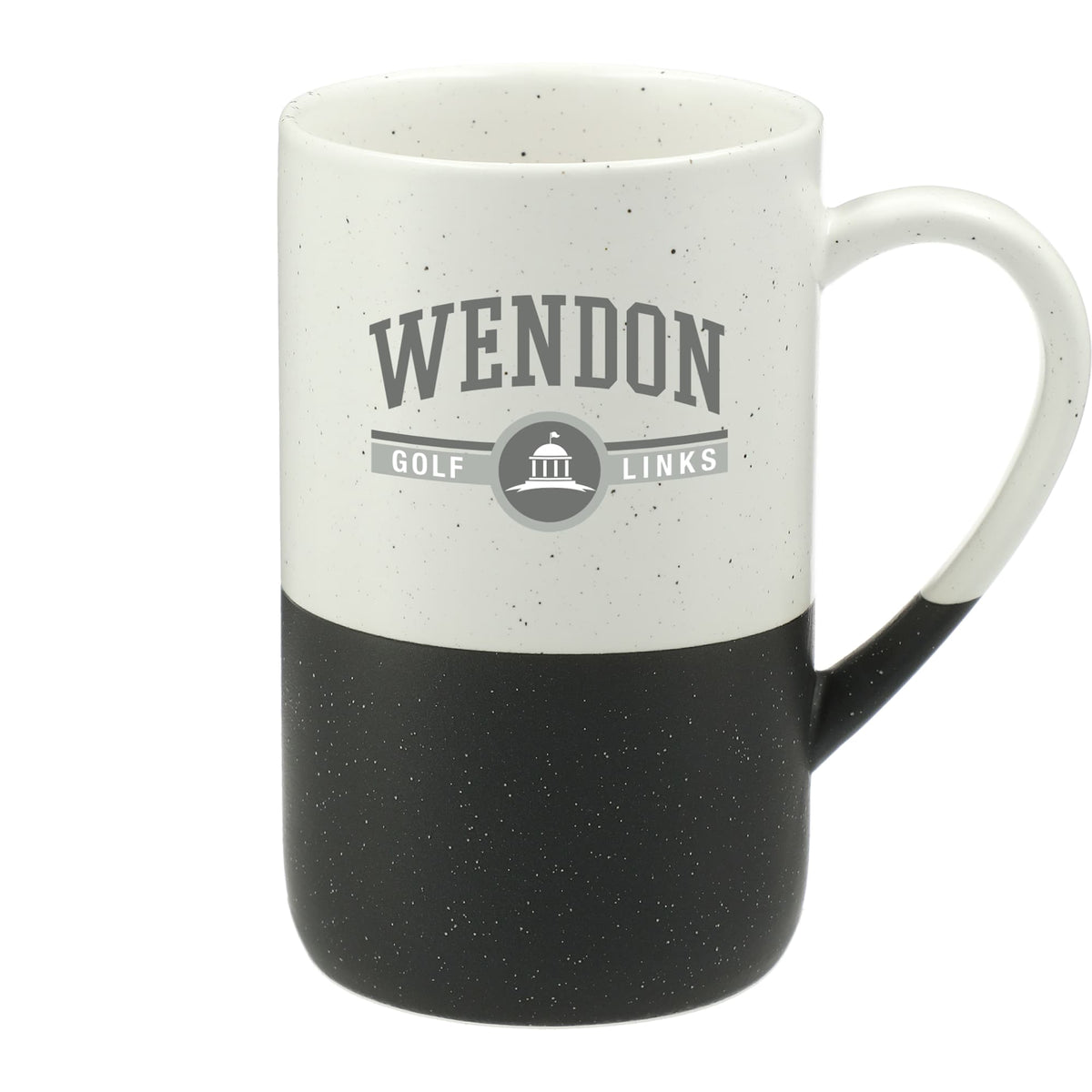 Wayland Speckled Ceramic Mug, 13 oz Laser Engraving - Black - Front