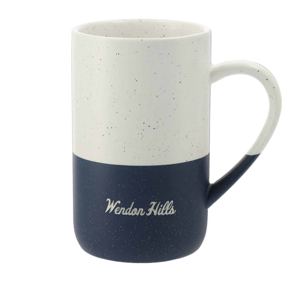 Wayland Speckled Ceramic Mug, 13 oz Laser Engraving - Navy - Front 2