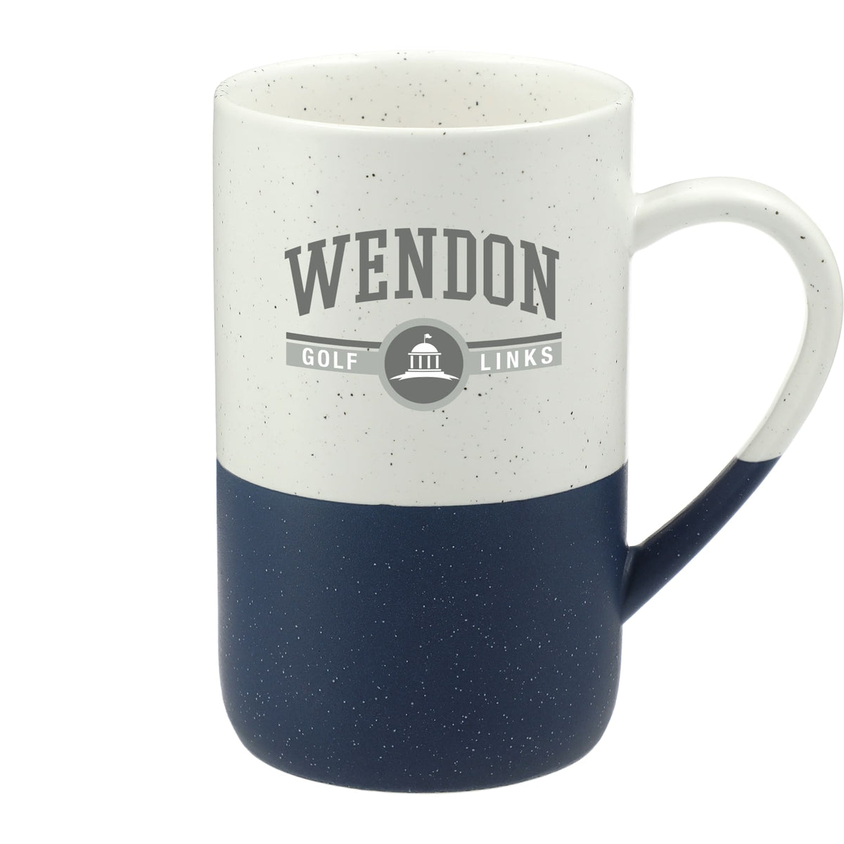 Wayland Speckled Ceramic Mug, 13 oz Laser Engraving - Navy - Front