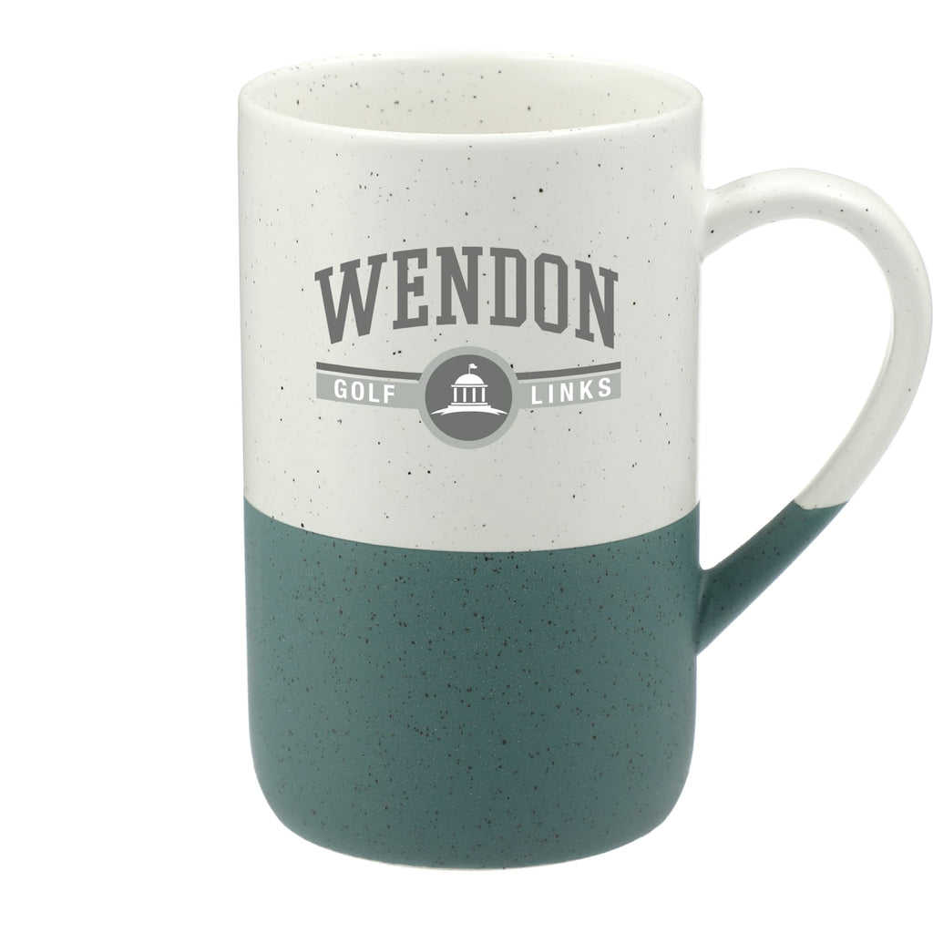 Wayland Speckled Ceramic Mug, 13 oz Laser Engraving - River Green - Front