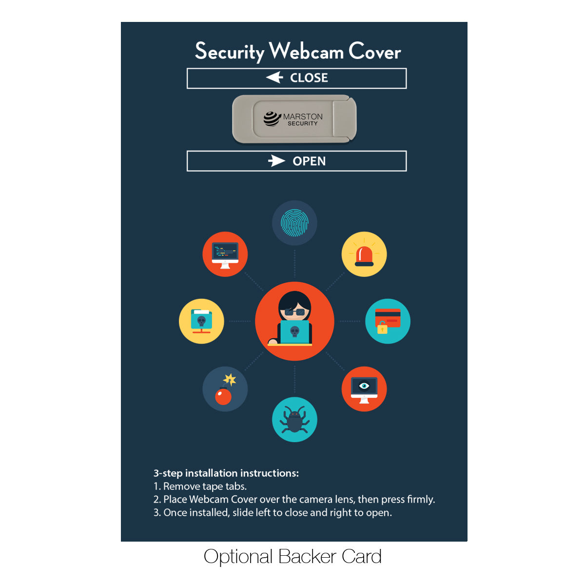 Webcam Privacy Cover on a Backer Card