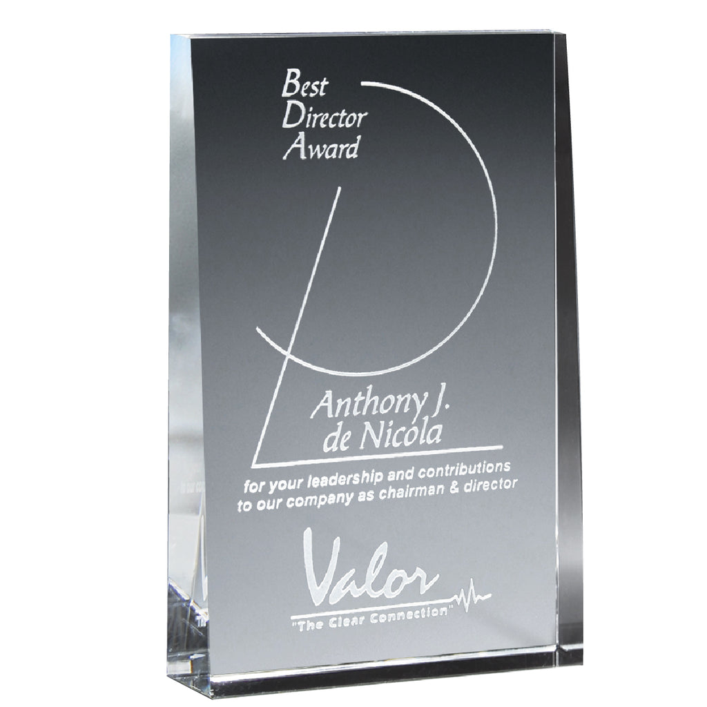 Wedge Award, Medium - Clear - Sandblasting