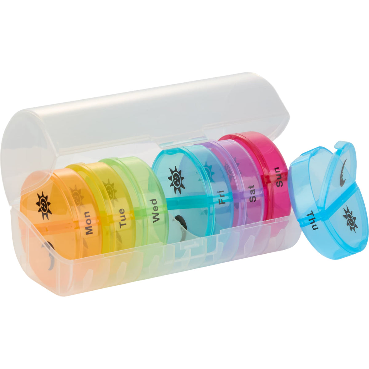Weekly AM and PM Pill Organizer with Removable Days - Clear - Detail 2