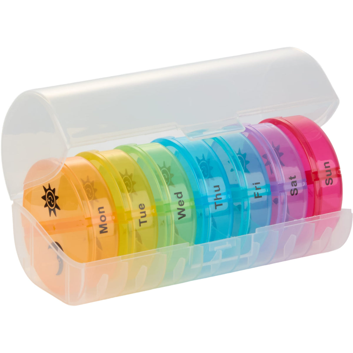 Weekly AM and PM Pill Organizer with Removable Days - Clear - Detail