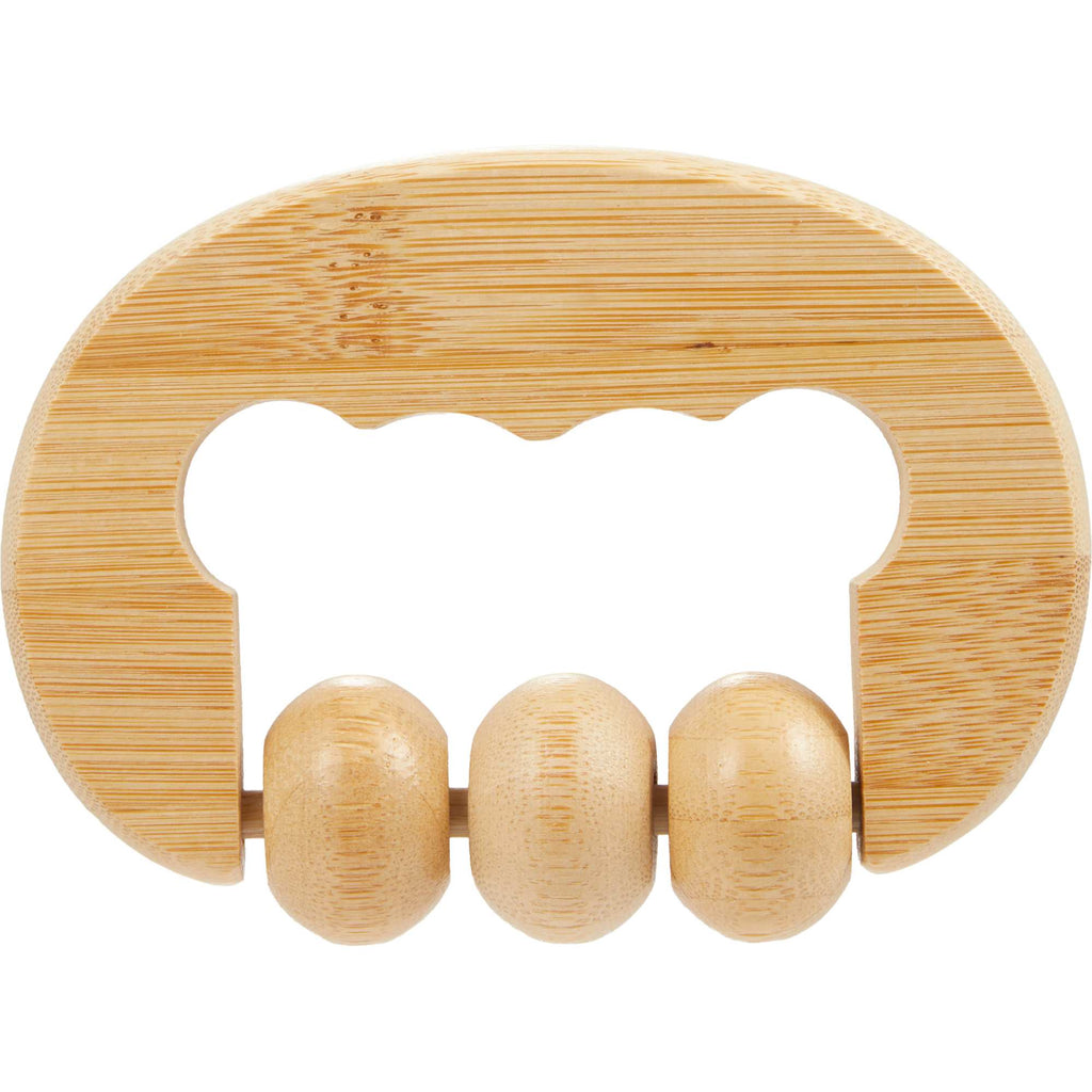 Wellable Bamboo Handheld Massage Roller Laser Engraving - Natural - Back