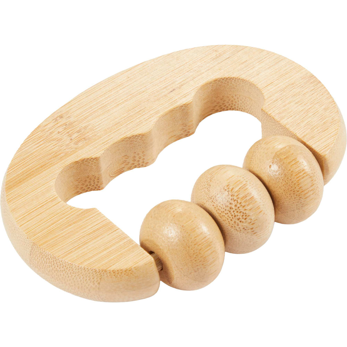 Wellable Bamboo Handheld Massage Roller Laser Engraving - Natural - Left Angle 2
