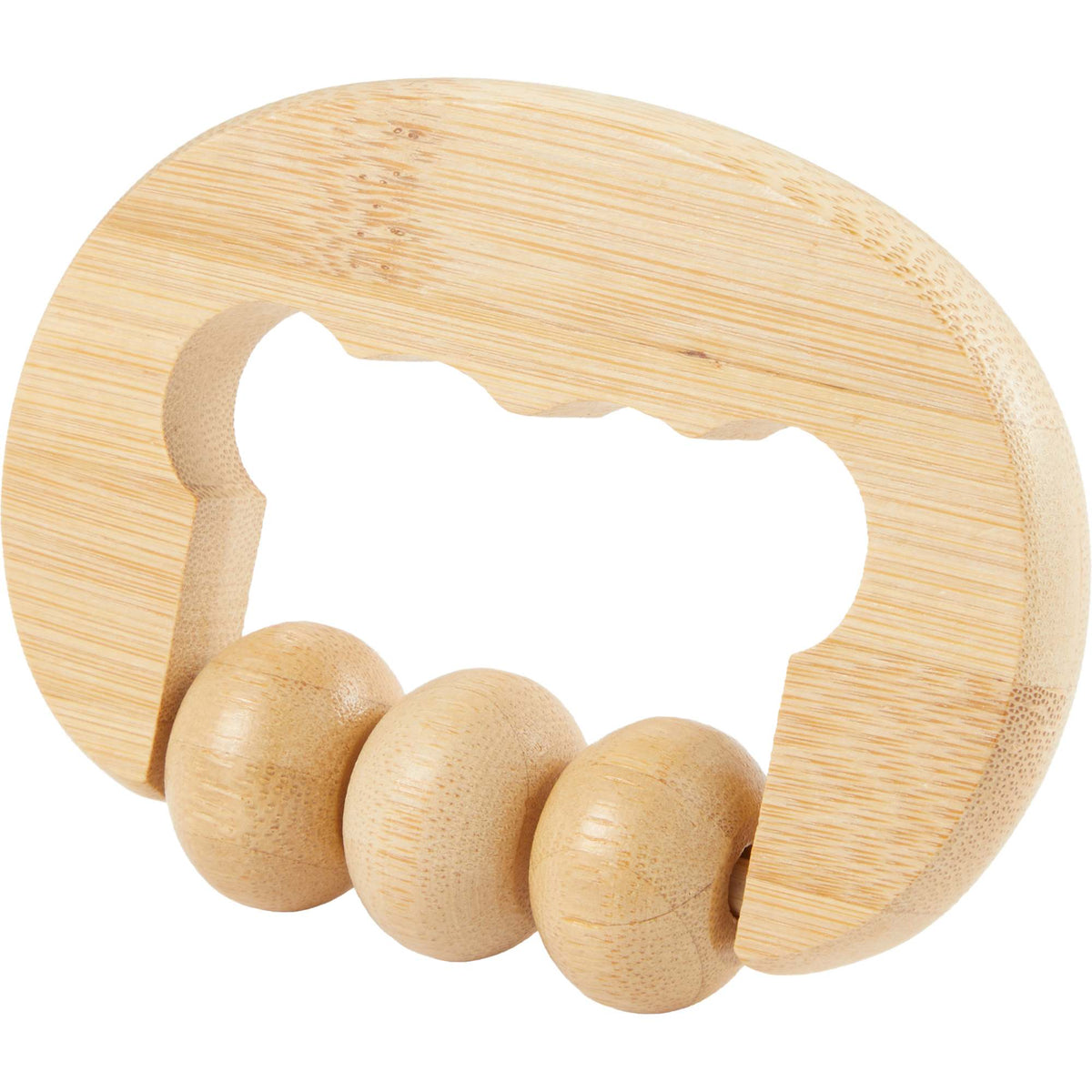 Wellable Bamboo Handheld Massage Roller Laser Engraving - Natural - Left Angle