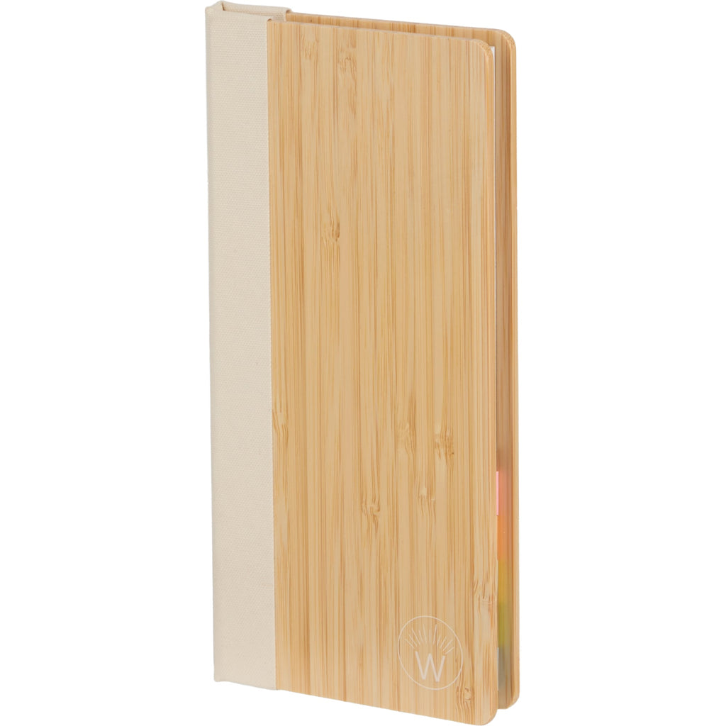 Wellable Bamboo Sticky Note Pad with Habit Tracker Laser Engraving - Natural - Left Angle