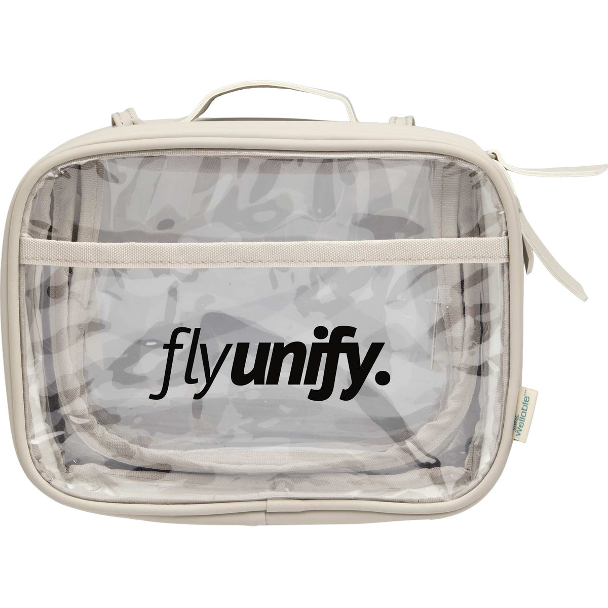 Wellable Clear Toiletry Case with Grab Handle Transfer - Gray - Front