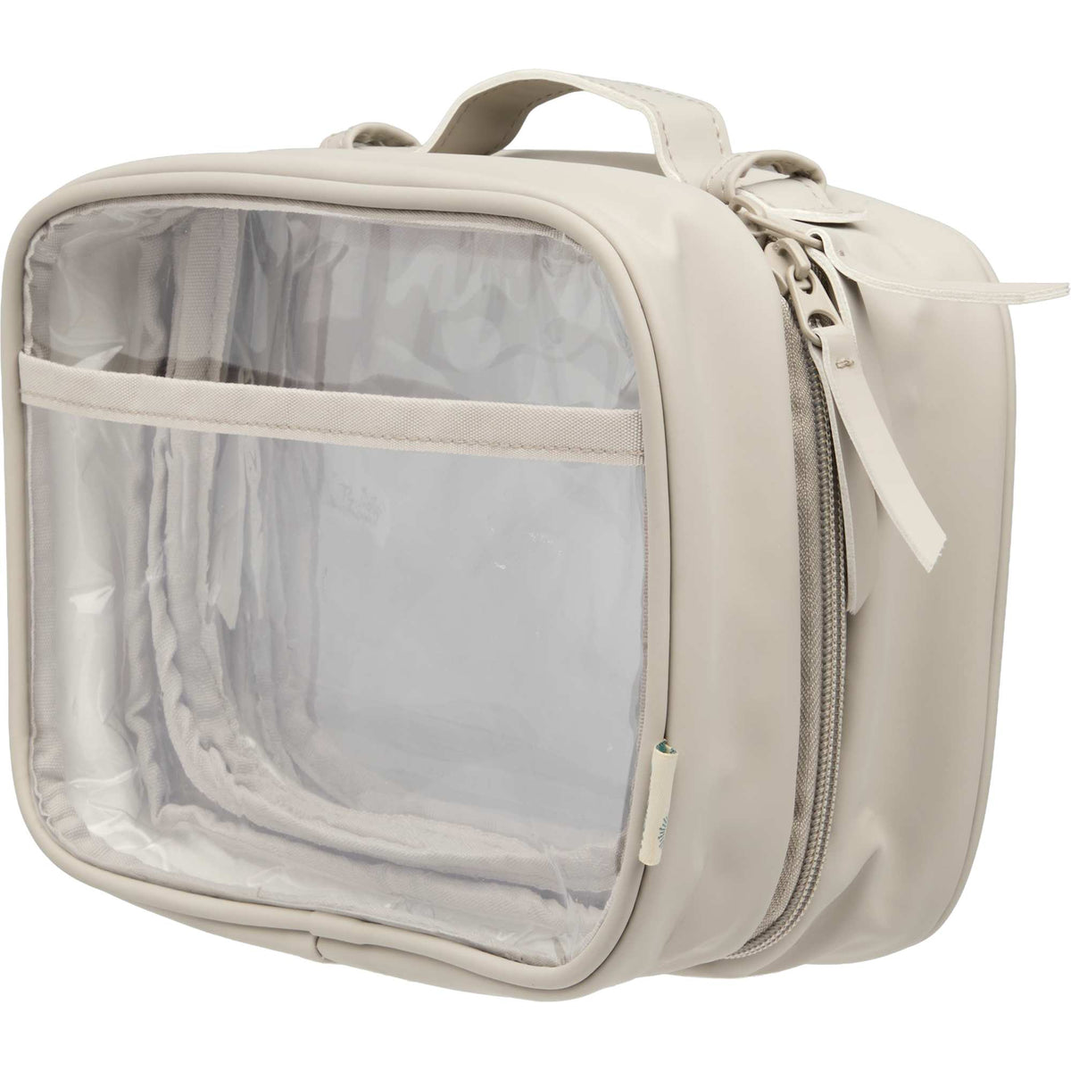 Wellable Clear Toiletry Case with Grab Handle Transfer - Gray - Left Angle