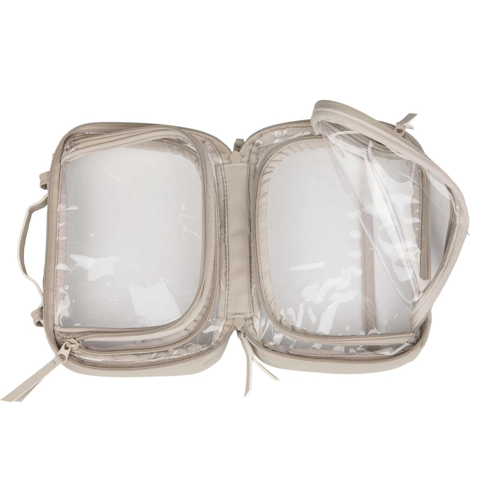 Wellable Clear Toiletry Case with Grab Handle Transfer - Gray - Open 2