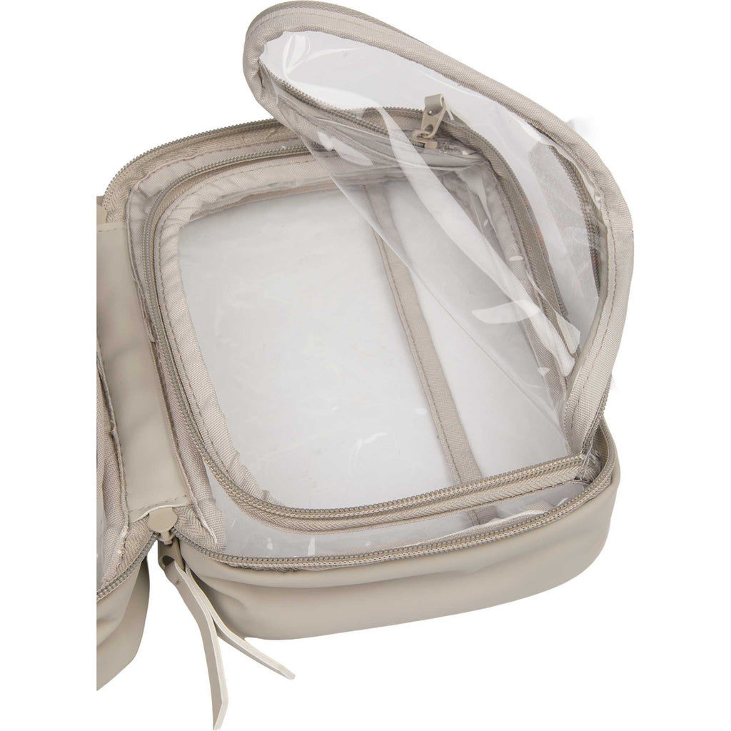 Wellable Clear Toiletry Case with Grab Handle Transfer - Gray - Open 3