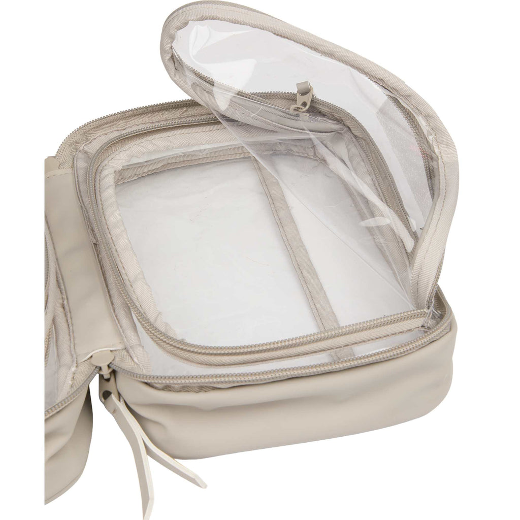 Wellable Clear Toiletry Case with Grab Handle Transfer - Gray - Open