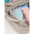 Wellable Clear Toiletry Case with Grab Handle Transfer - Gray - Propped Detail